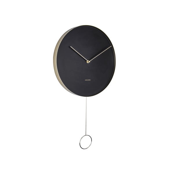 Ceas cu pendul pentru perete Karlsson Pendulum, ø 34 cm, negru