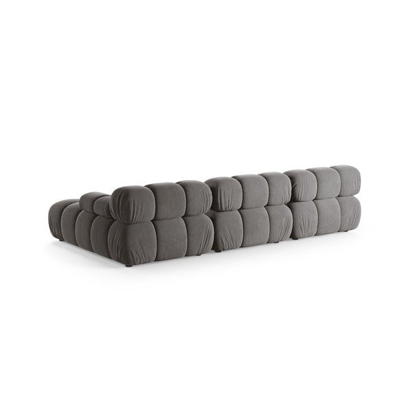 Colțar modular gri deschis cu tapițerie din catifea (cu colț pe partea dreaptă/cu șezlong) – Micadoni -image-2