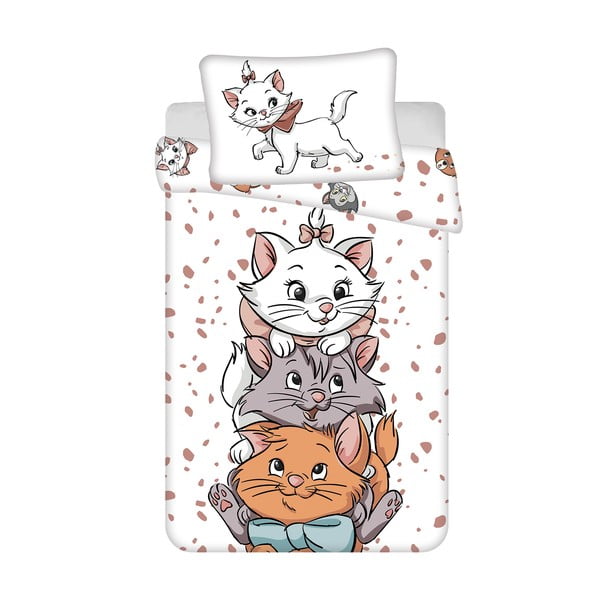 Lenjerie de pat pentru copii albă din bumbac pentru pătuț 100x135 cm Marie Cat "Friends" – Jerry Fabrics