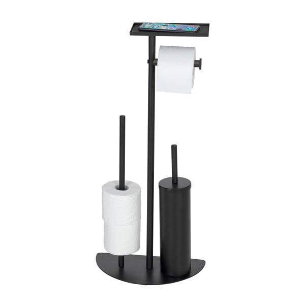 Suport pentru hârtie igienică negru din oțel Cosenza – Wenko-image-2