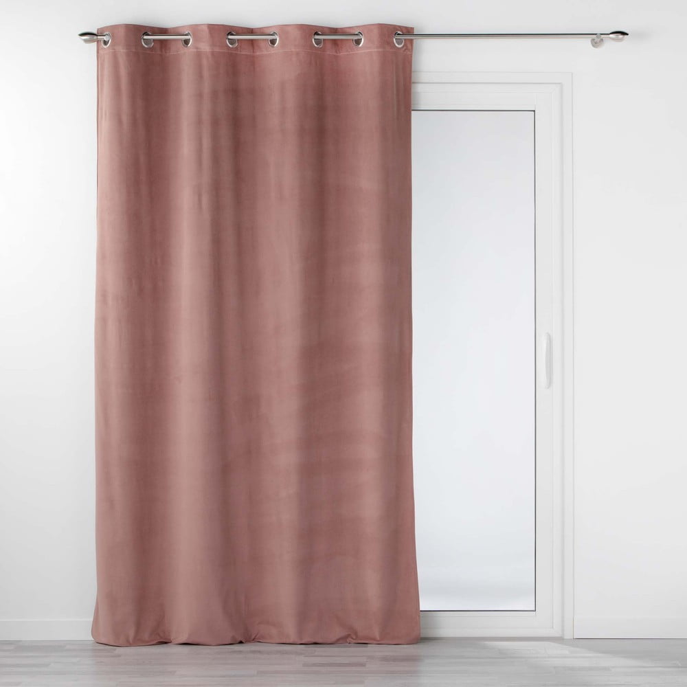 Draperie roz din catifea 140x260 cm Velouriane – douceur d\'intérieur