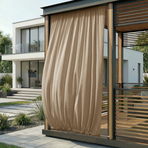 Draperie bej dimout (semi-opacă)/pentru exterior Calisto – Filumi-image-2
