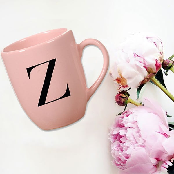 Cană din ceramică Vivas Letter Z, 330 ml, roz