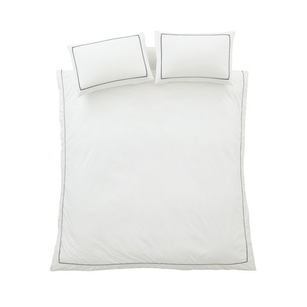 Lenjerie de pat albă din bumbac percal pentru pat dublu cu 3 piese 200x200 cm Contrast Trim – Bianca