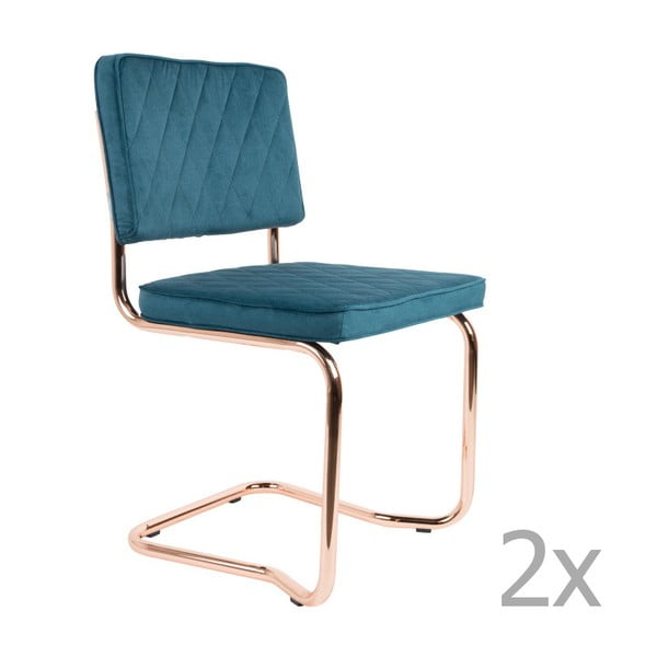 Set 2 scaune Zuiver Diamond Kink, albastru