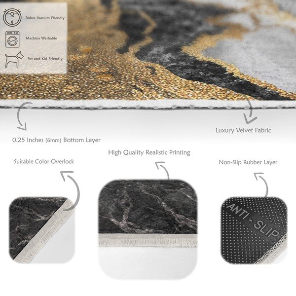 Covor negru-alb lavabil 160x230 cm – Mila Home-image-3