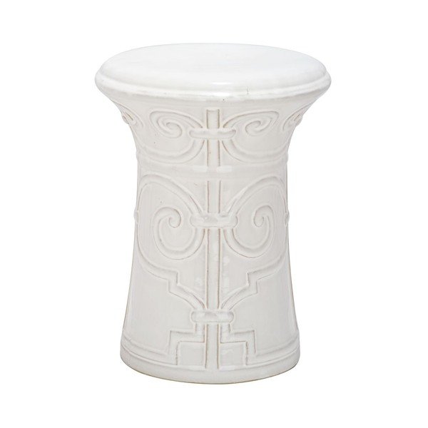 Măsuță din ceramică adecvată pentru exterior Safavieh Imperial, ø 30 cm, alb