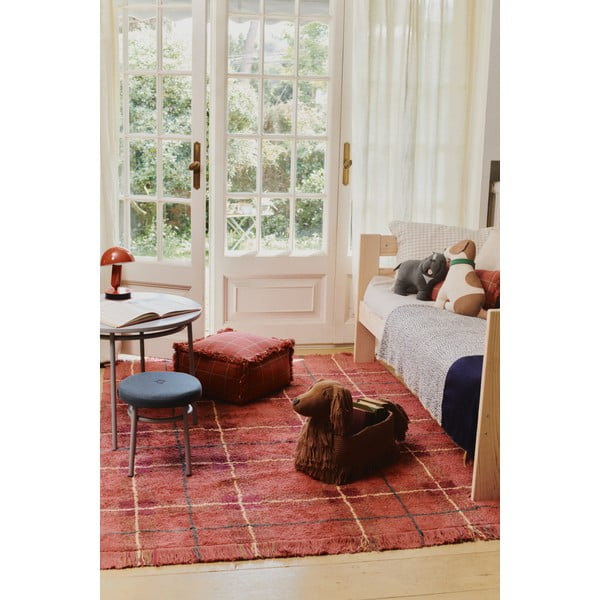 Covor roșu lavabil, țesut manual din bumbac 140x190 cm Tartan Vintage Red – Lorena Canals-image-1