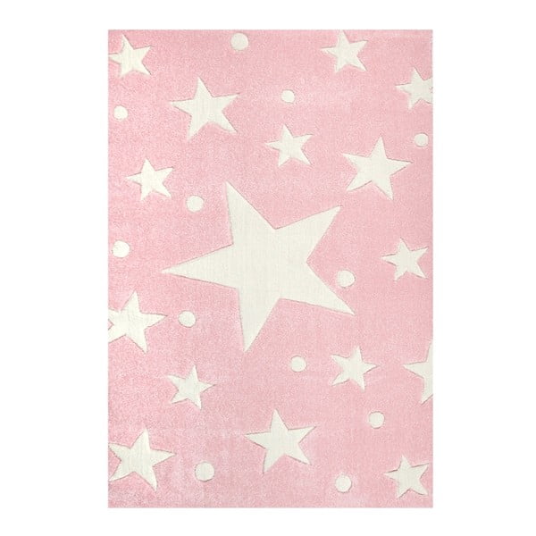 Covor pentru copii Happy Rugs Star Constellation, 140x140 cm, roz