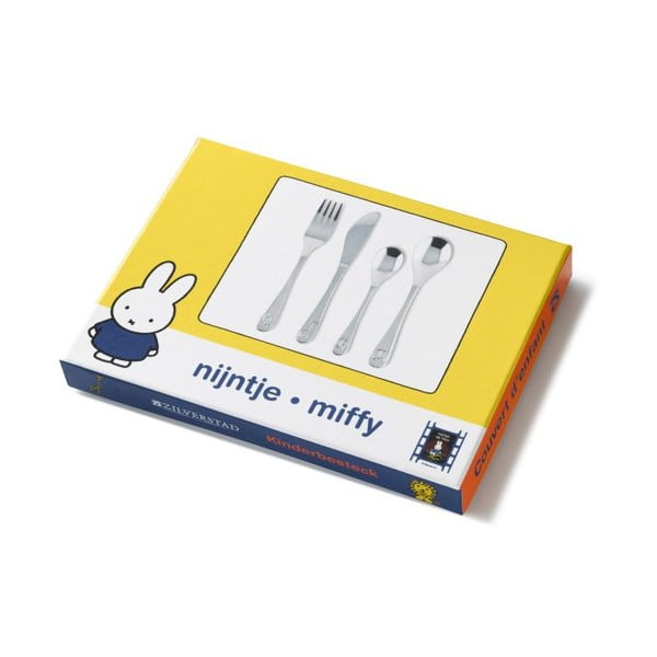 Tacâmuri argintii din oțel inoxidabil pentru copii 4 buc. Miffy Zoo – Zilverstad-image-2