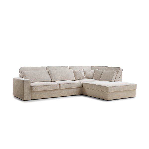 Colțar crem cu tapițerie din chenille (cu colț pe partea dreaptă/în formă de ”L”) Kirou – Maison de Rêve-image-2