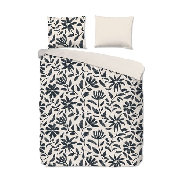 Lenjerie de pat neagră-bej din bumbac pentru pat dublu, extinsă 200x220 cm Emilia – Good Morning