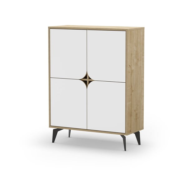 Dulap alb/în culoare naturală cu aspect de lemn de stejar 90x120 cm Nola – Marckeric-image-3