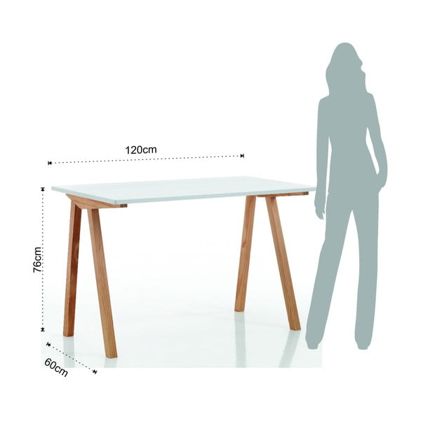 Birou cu blat alb 60x120 cm Mak – Tomasucci-image-4