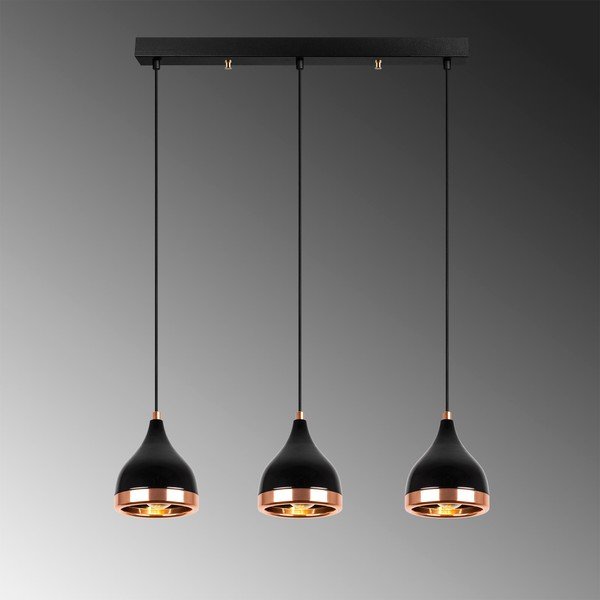 Lustră neagră/arămie cu abajur din metal Yildo – Opviq lights-image-3