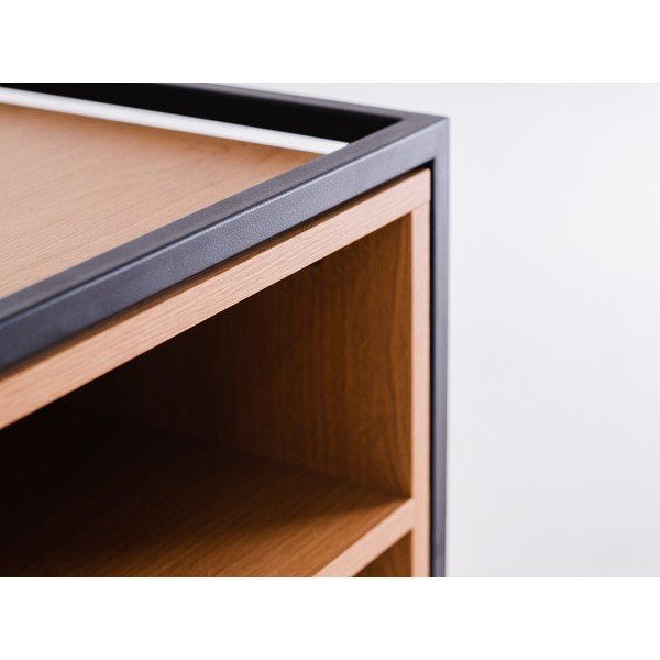 Comodă joasă neagră cu aspect de stejar 145x60 cm Skap - CustomForm-image-4