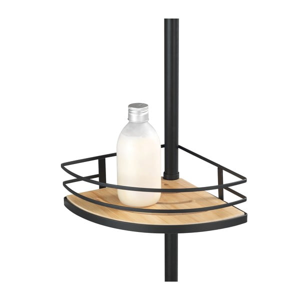 Raft de colț telescopic de colț pentru baie negru mat din bambus Dolcedo – Wenko-image-2