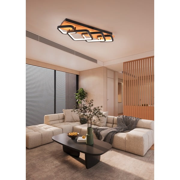 Plafonieră neagră/în culoare naturală LED cu intensitate reglabilă 32x72 cm Rama – Trio-image-1