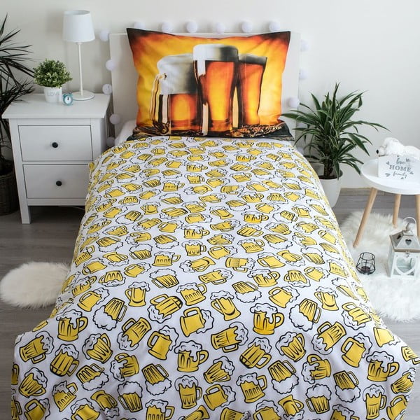 Lenjerie de pat chihlimbar din bumbac pentru pat de o persoană 140x200 cm Beer – Jerry Fabrics-image-2