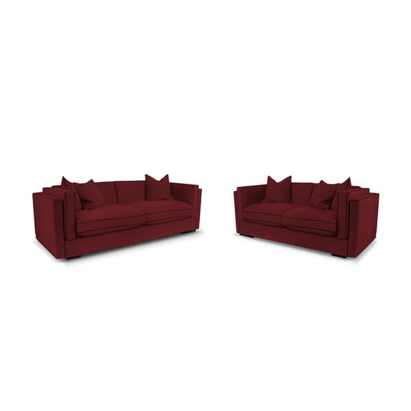 Set 2 canapele cu 2 și 3 locuri Rodier Organdi, roșu