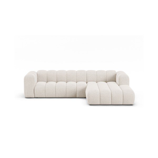 Colțar crem cu tapițerie din chenille (cu colț pe partea dreaptă/cu șezlong) Lupine – Micadoni 