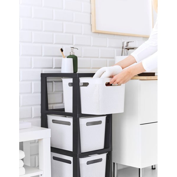 Etajeră pe roți albă/neagră din plastic 30x77 cm Brisen - Rotho-image-4