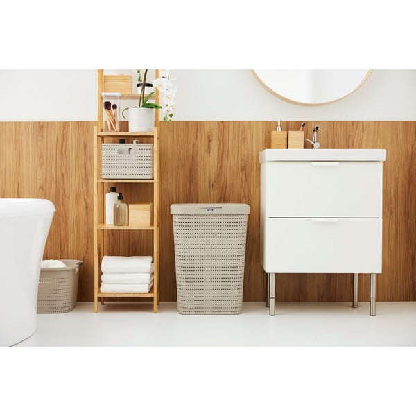 Coș de rufe din plastic bej 55 l Country - Rotho-image-1