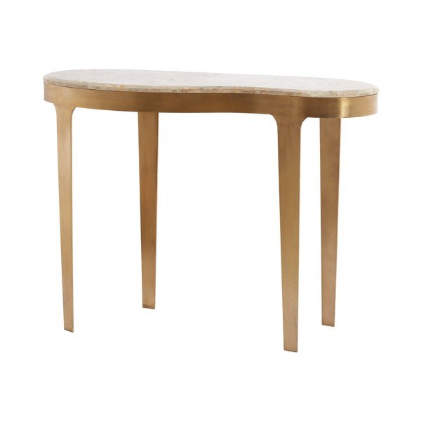 Masă consolă bronz/taupe cu blat din marmură 40x110 cm Giulio – Light & Living-image-3