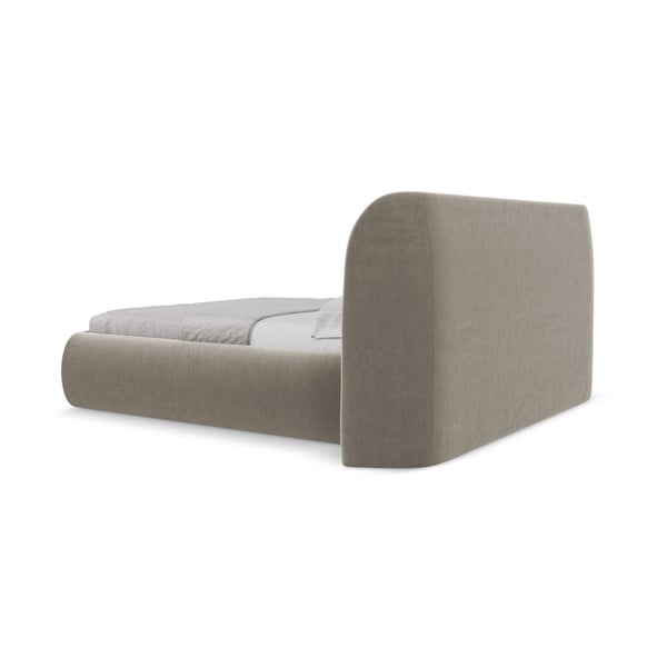 Pat matrimonial taupe tapițat cu spațiu de depozitare cu somieră 140x200 cm Hauke – Makamii-image-4