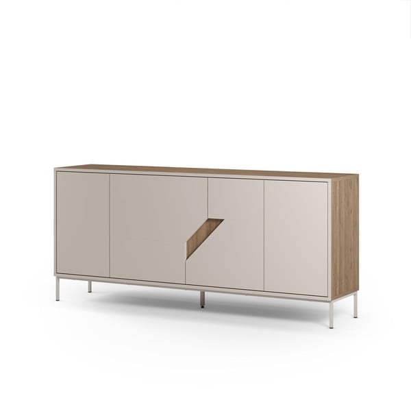 Comodă crem/în culoare naturală cu aspect de lemn de stejar 180x80x40 cm Lilou – Marckeric-image-3