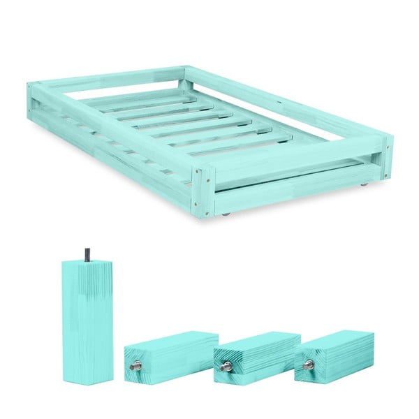 Set sertar pentru pat și 4 picioare înălțătoare, pentru patul Benlemi 120 x 200 cm, albastru