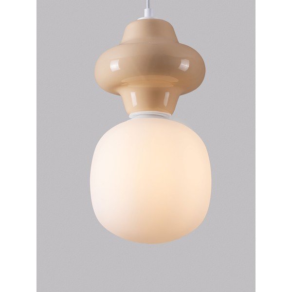 Lustră albă/crem din ceramică cu abajur din sticlă ø 18 cm Clio – Nova Luce-image-1