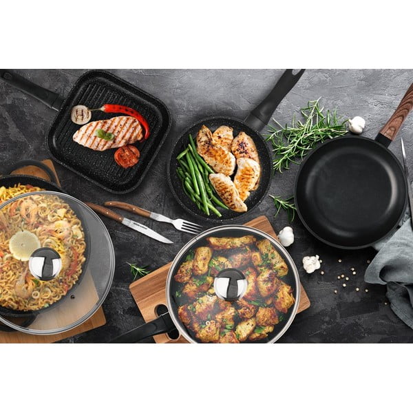 Tigaie cu capac din aluminiu ø 28 cm Grande – Orion-image-1