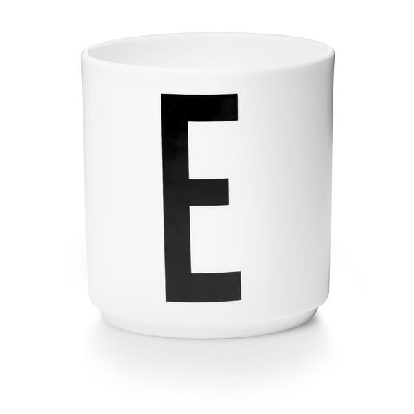 Cană din porțelan Design Letters Personal E, alb