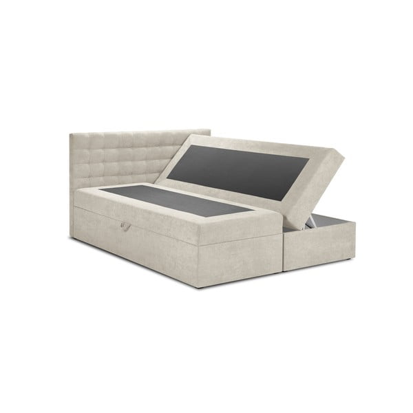 Pat boxspring 160x200 cm bej cu spațiu de depozitare Jade – Mazzini Beds-image-2