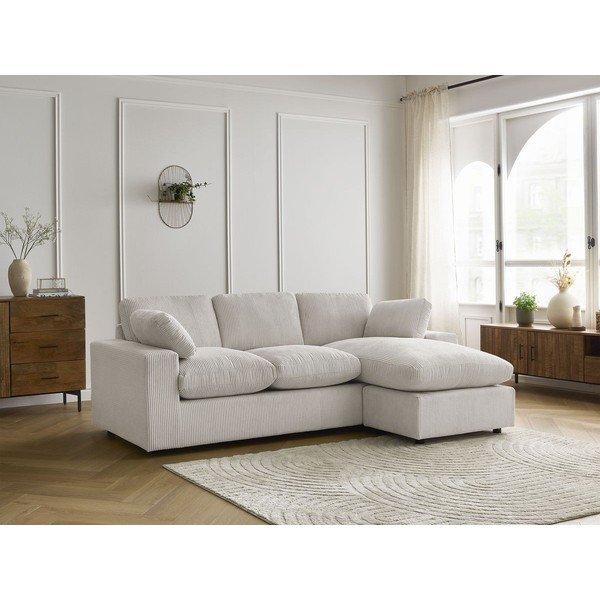 Colțar bej cu tapițerie din catifea reiată Belair – Bobochic Paris-image-1