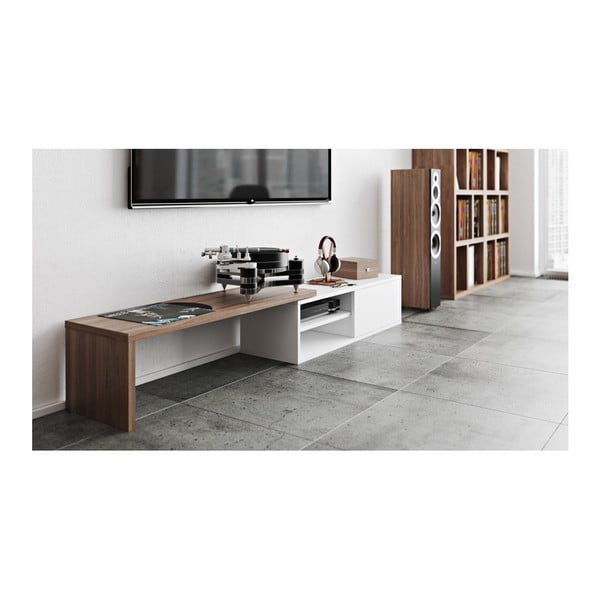 Comodă TV TemaHome Move, alb - cu aspect de lemn de nuc-image-4