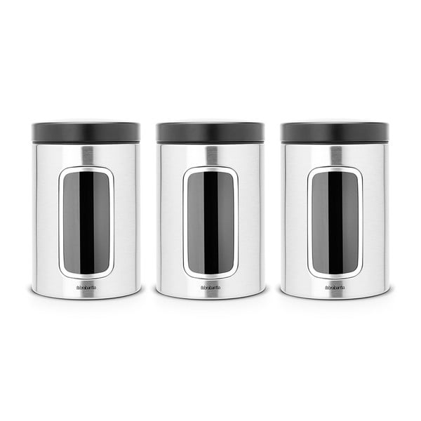 Set 3 recipiente de bucătărie Brabantia, 1,4 l, alb - negru