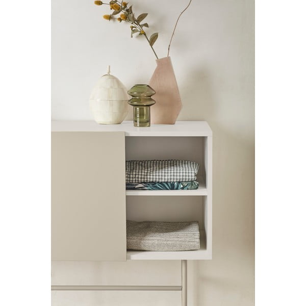 Comodă joasă cu ușă glisantă bej-crem 140x91 cm Nube – Teulat-image-1