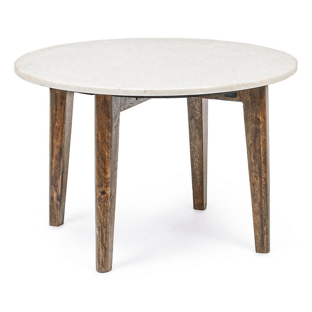 Măsuță de cafea albă/în culoare naturală rotundă cu blat din marmură ø 60 cm Sylvester – Bizzotto