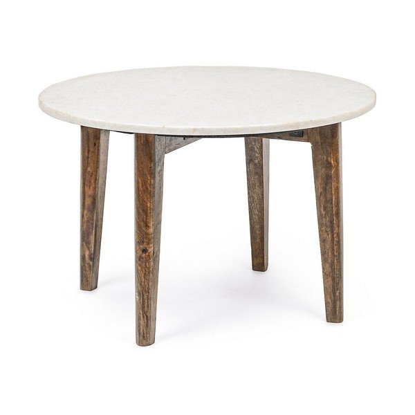 Măsuță de cafea albă/în culoare naturală rotundă cu blat din marmură ø 60 cm Sylvester – Bizzotto