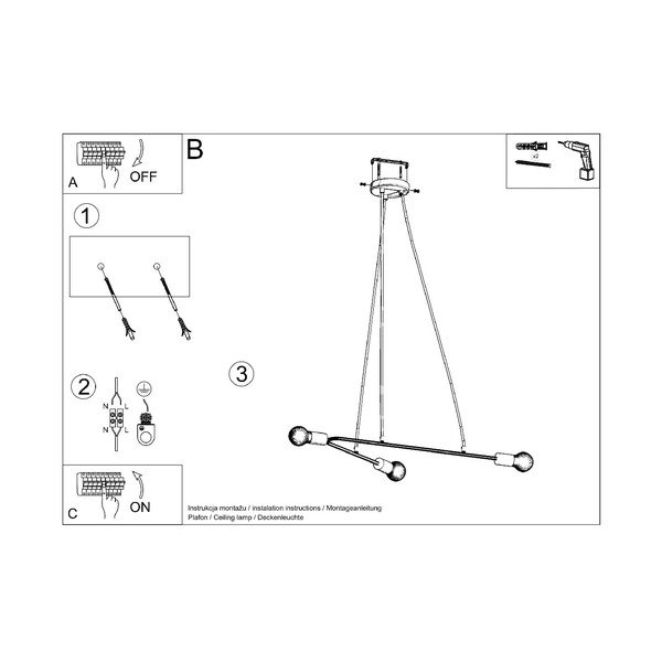 Lustră neagră 80x40 cm Latomia - Sollux-image-4