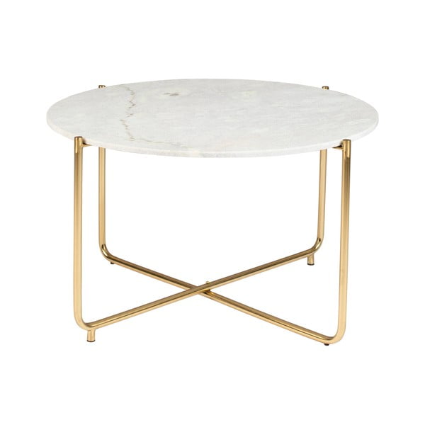 Măsuță de cafea albă/aurie rotundă cu blat din marmură ø 70 cm Timpa – White Label