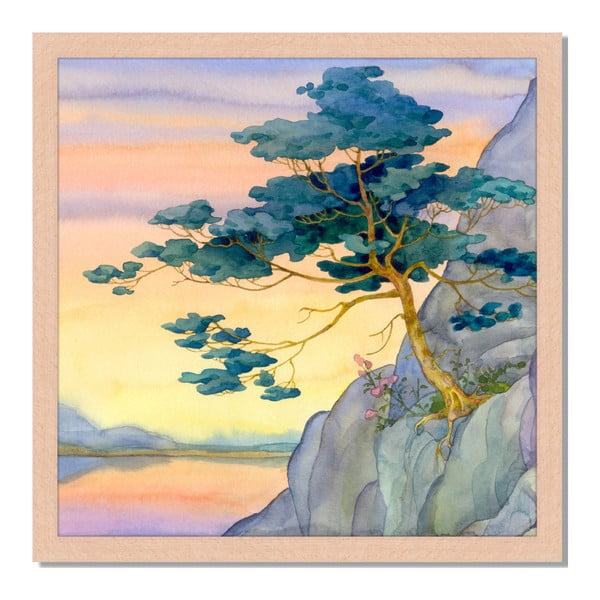 Tablou înrămat Liv Corday Asian Mountain Tree, 40 x 40 cm