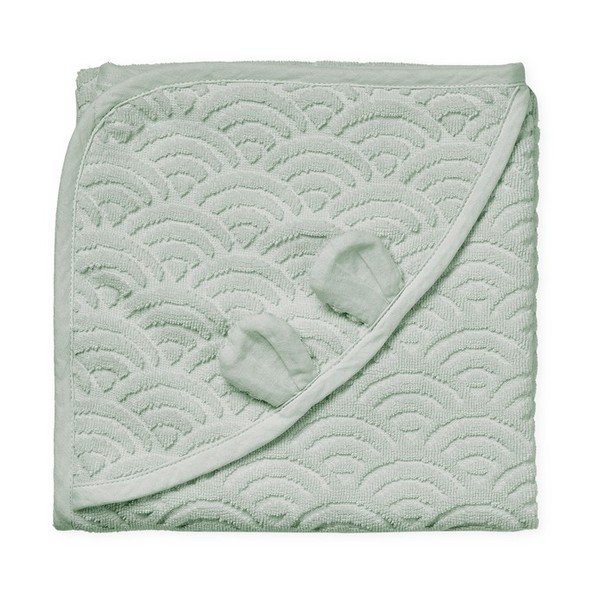 Prosop cu glugă pentru copii verde mentă din bumbac organic 80x80 cm Dusty Green – Cam Cam Copenhagen