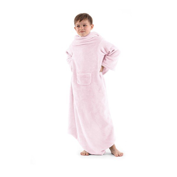 Pătură cu mâneci pentru copii DecoKing Lazykids, roz-image-1