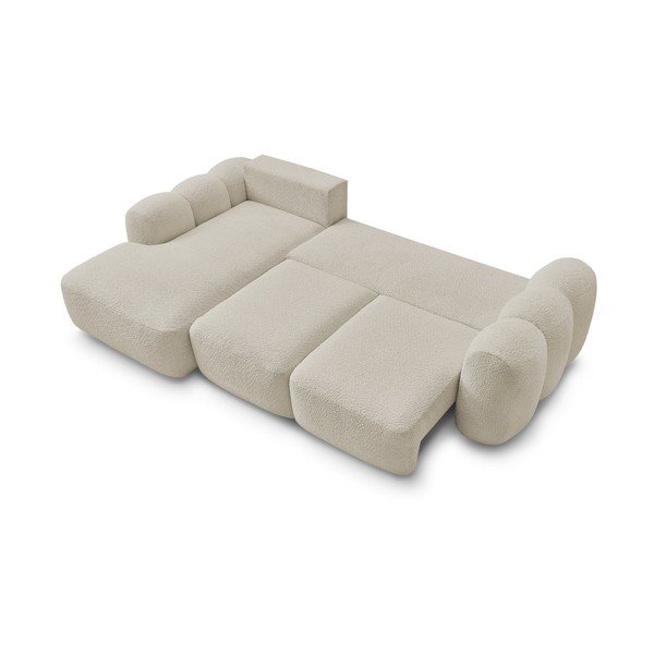 Colțar bej extensibil/cu spațiu de depozitare cu tapițerie din țesătură bouclé (cu colț pe partea stângă/cu șezlong) Montaigne – Bobochic Paris-image-3