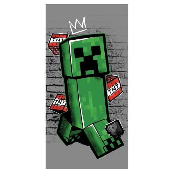 Prosop  pentru copii verde-gri din bumbac 70x140 cm Minecraft "Metro Art Creeper" – Jerry Fabrics