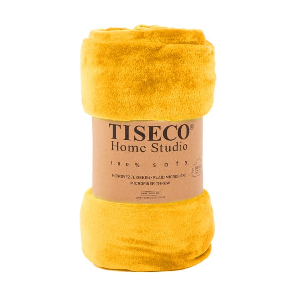 Cuvertură galben ocru din micropluș pentru pat dublu 220x240 cm Cosy - Tiseco Home Studio