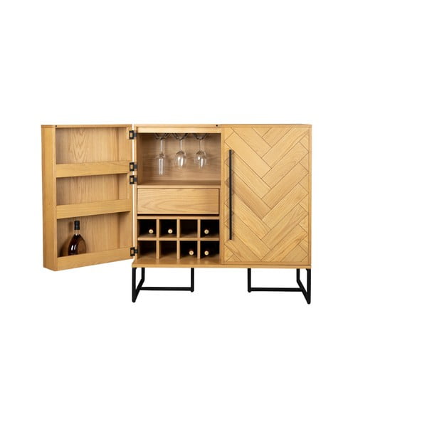 Dulap vinotecă cu aspect de stejar în culoare naturală număr sticle 24, 100x100 cm Class - Dutchbone-image-3